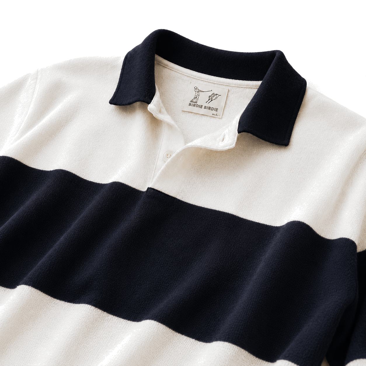 Colorblock Sweater Knit LS Polo ( navy/white )
