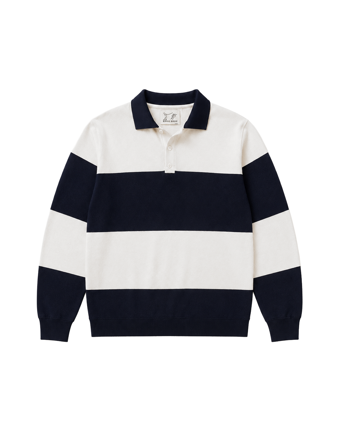 Colorblock Sweater Knit LS Polo ( navy/white )